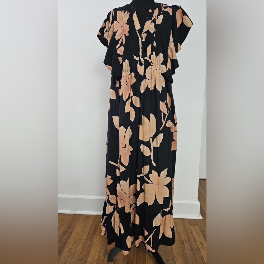 ANTHROPOLOGIE X MAEVE The Cassandra Maxi Dress "OXFORD BLACK CORAL" - Picture 6 of 7